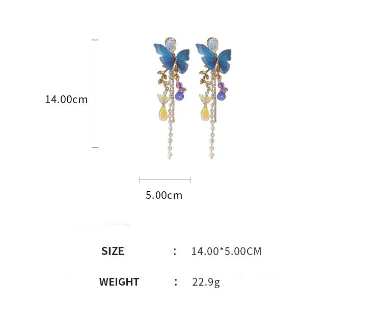Nature-inspired Butterfly Tassel Earrings