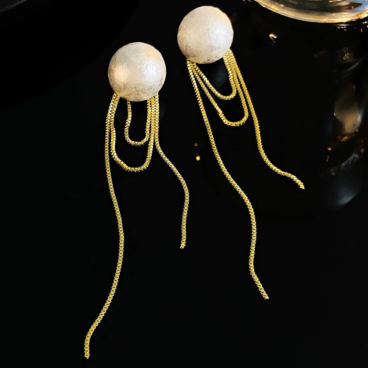Adiffu French Light Luxury Design Tassel Earrings