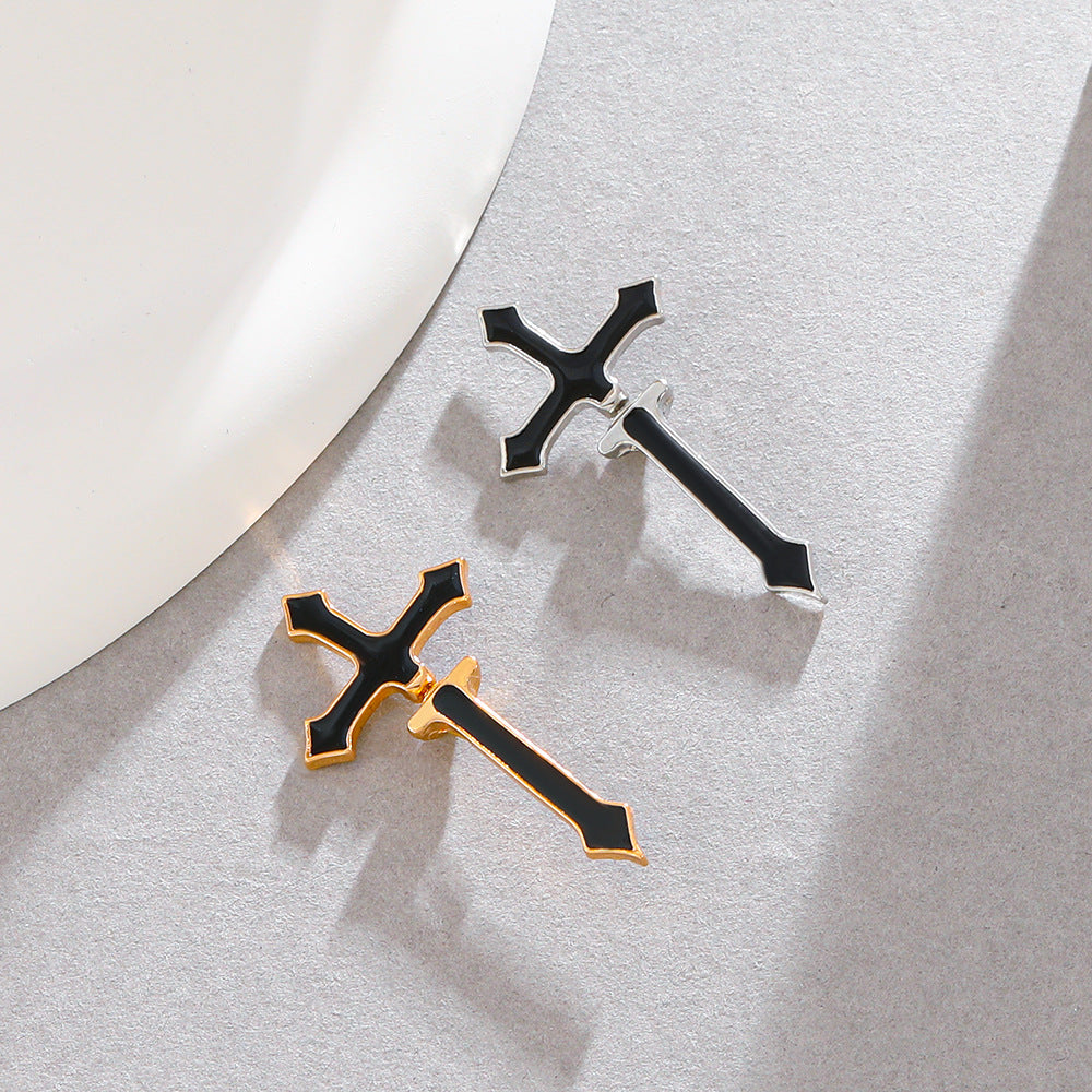 Adiffu Single Gothic Dark Cross Piercing Earring