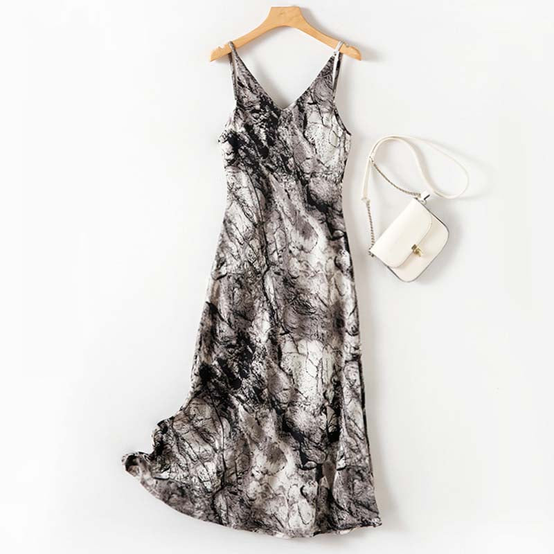 Adiffu Art Ink Style Print Halter Dress