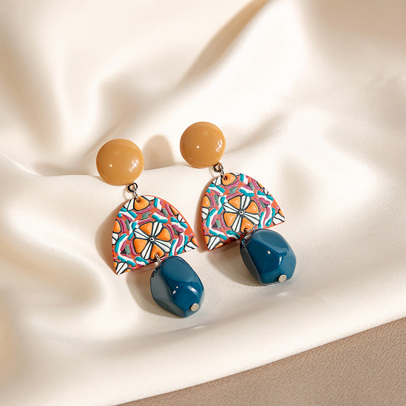 Adiffu Retro Irregular Geometric Long Earrings