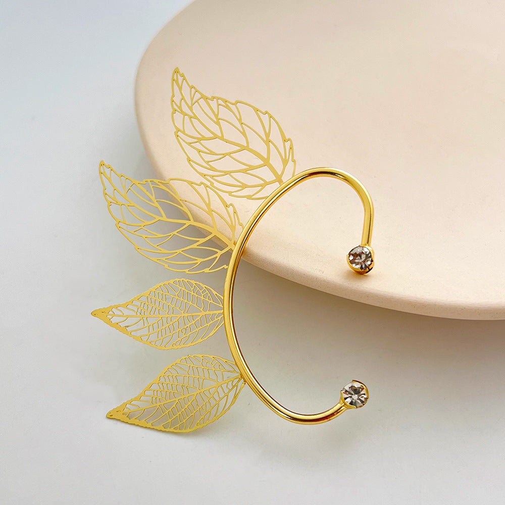 Single Vintage Hollow Leaf Ear Hanging
