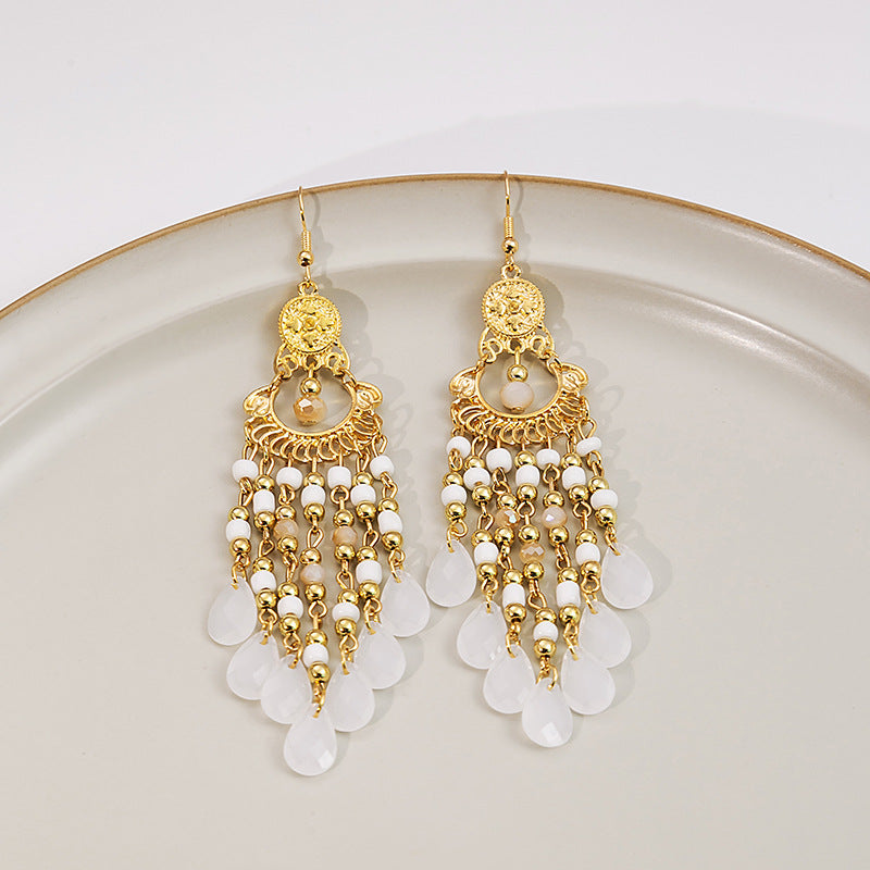 Adiffu European and American Bohemian Rice Bead Earrings