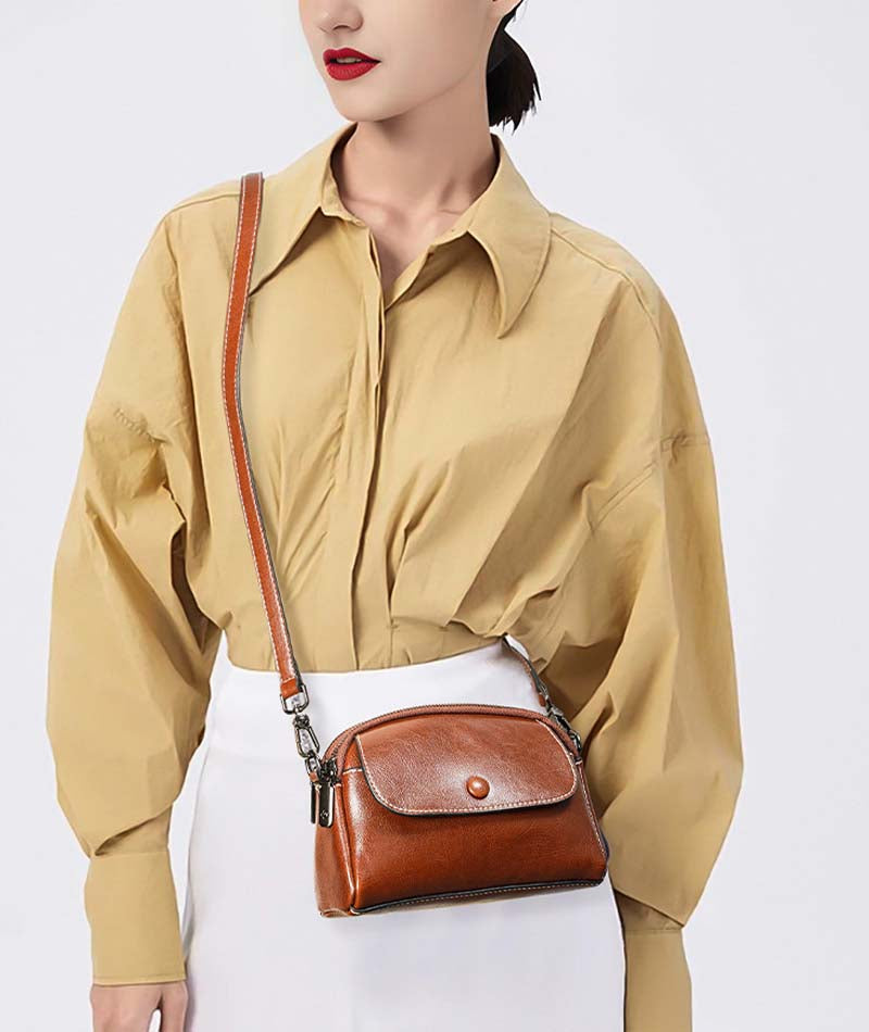 Adiffu Multi-compartment Genuine Leather Women's Mobile Phone Bag
