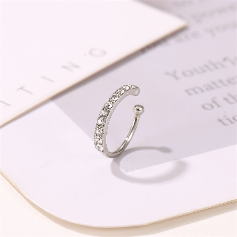 Adiffu Diamond Stud Earrings Single Earring Bone Clip Without Piercing