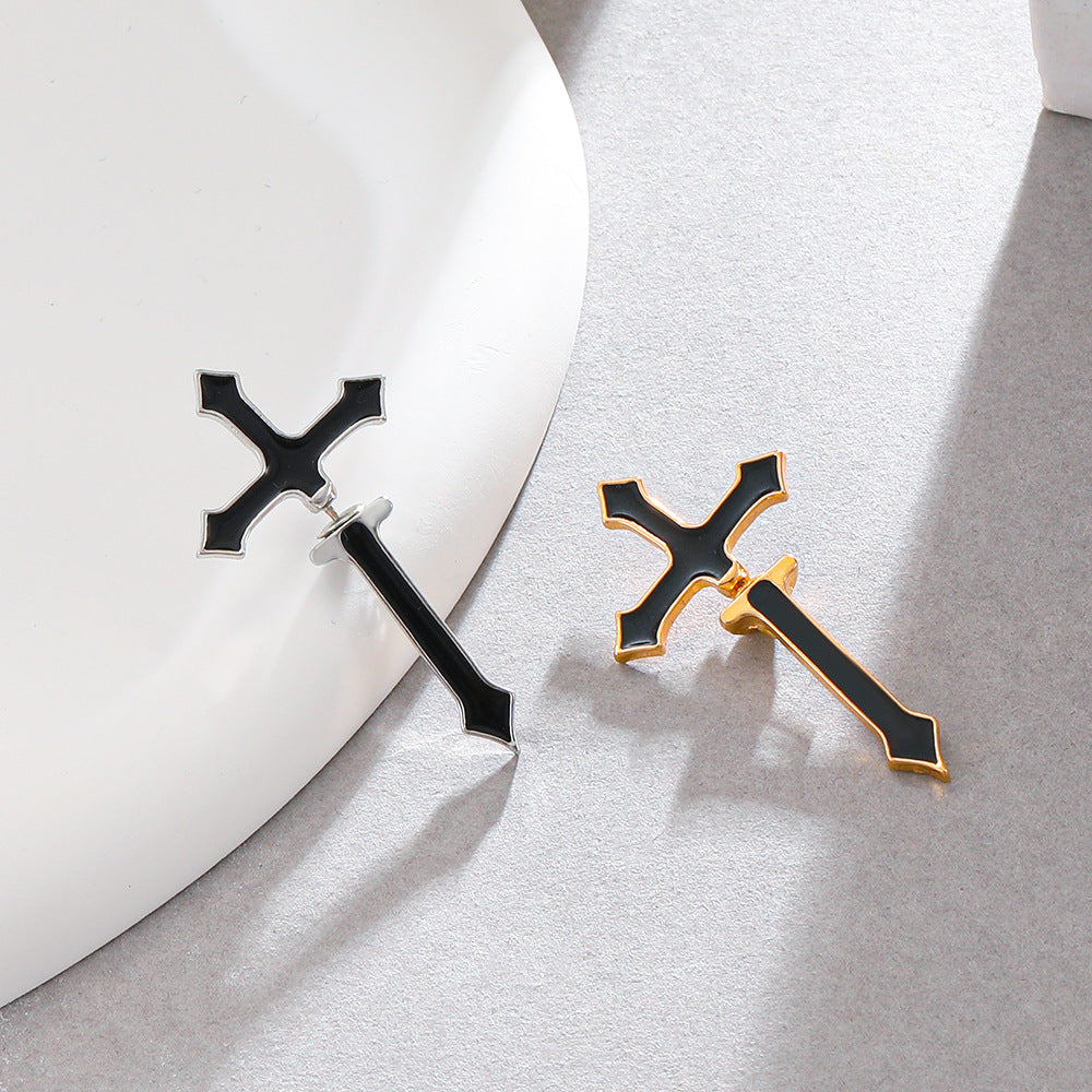 Adiffu Single Gothic Dark Cross Piercing Earring