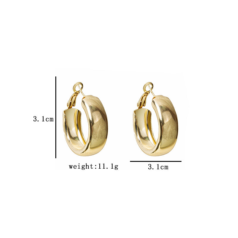 Stylish Gold Wide Face Big Circle Earrings