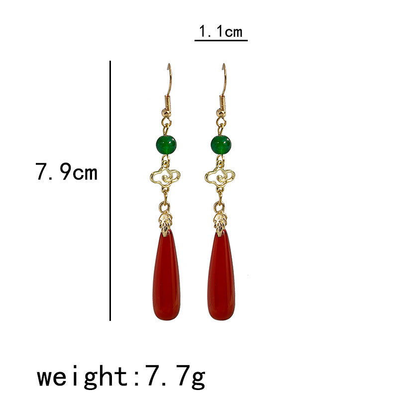 Adiffu Antique Red Water Drop Earrings