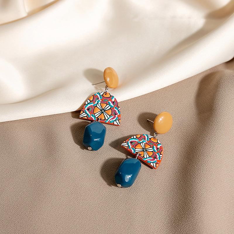 Adiffu Retro Irregular Geometric Long Earrings