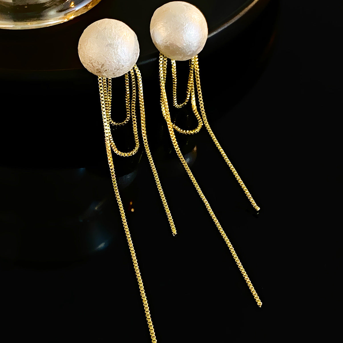 Adiffu French Light Luxury Design Tassel Earrings