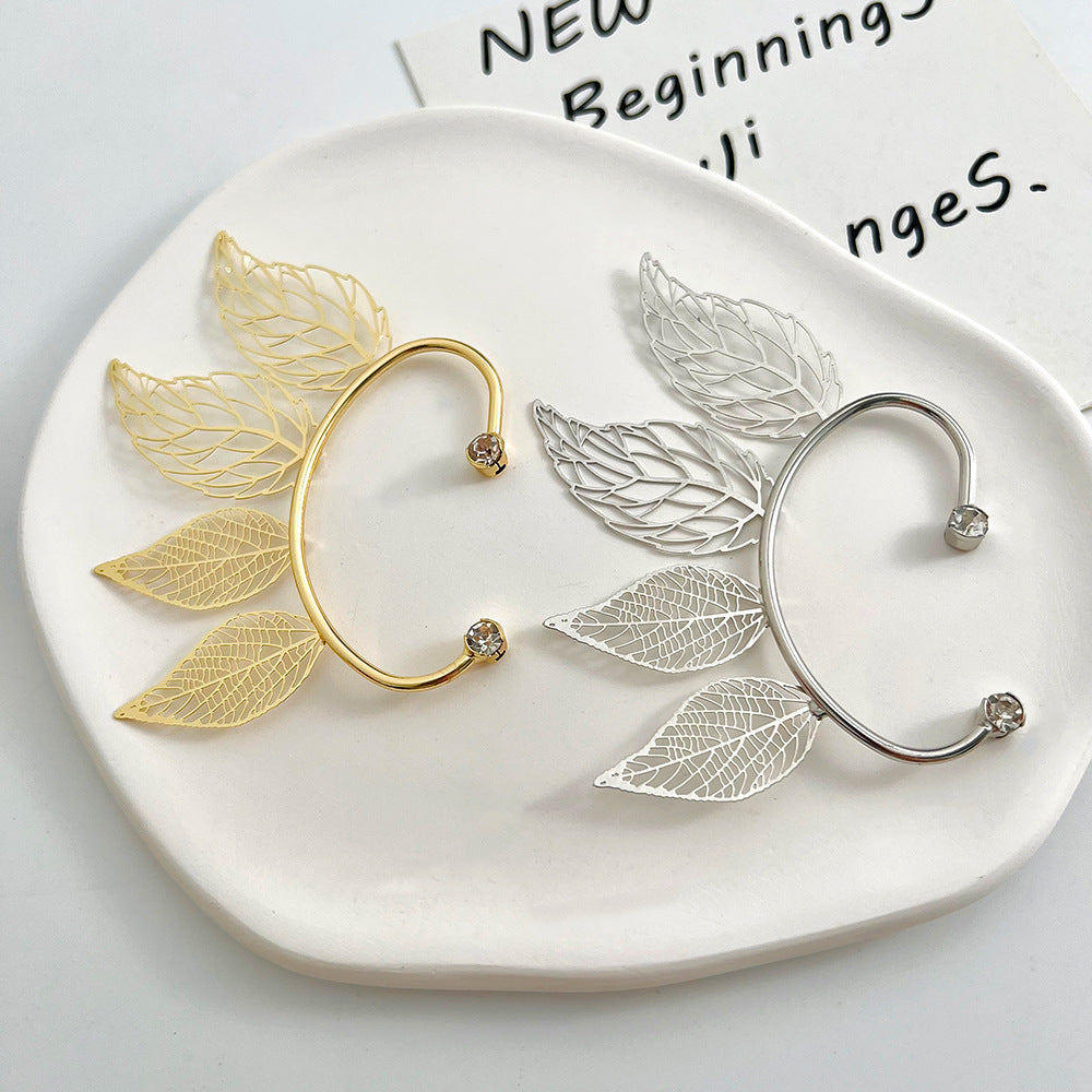 Single Vintage Hollow Leaf Ear Hanging