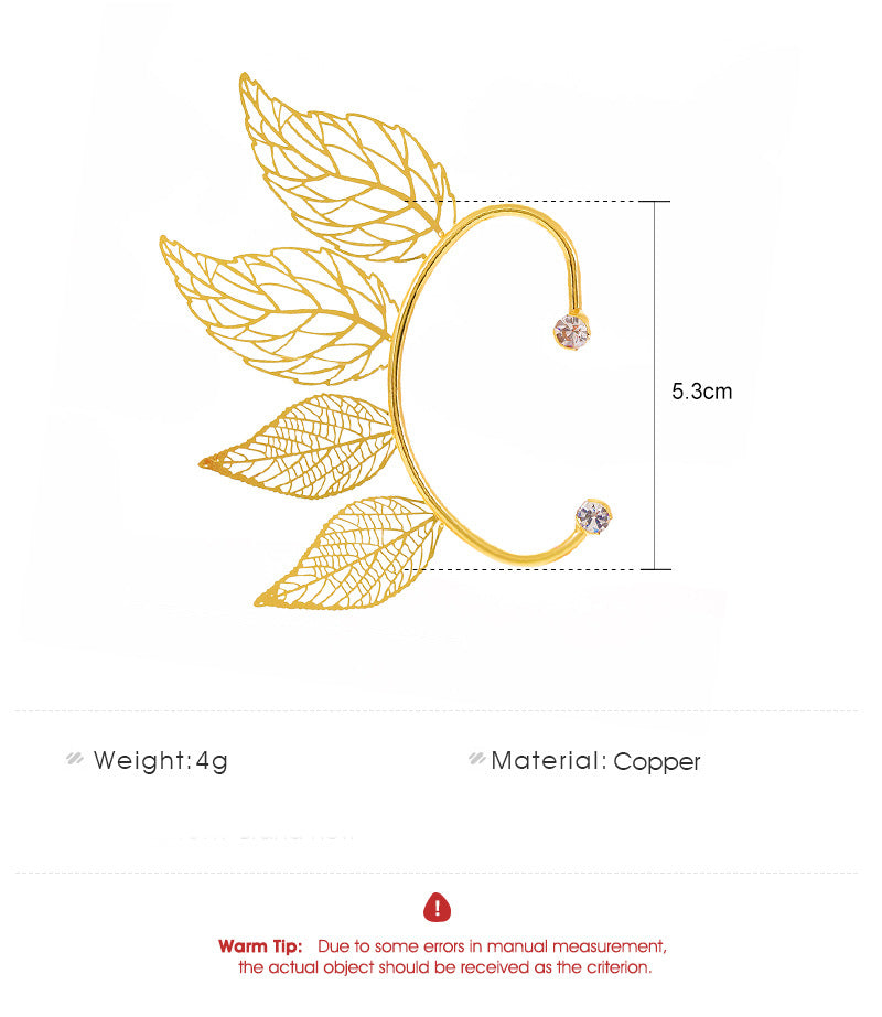 Single Vintage Hollow Leaf Ear Hanging
