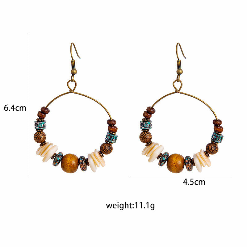 Adiffu European and American Fashion Bohemian Style Handmade Bead Earrings