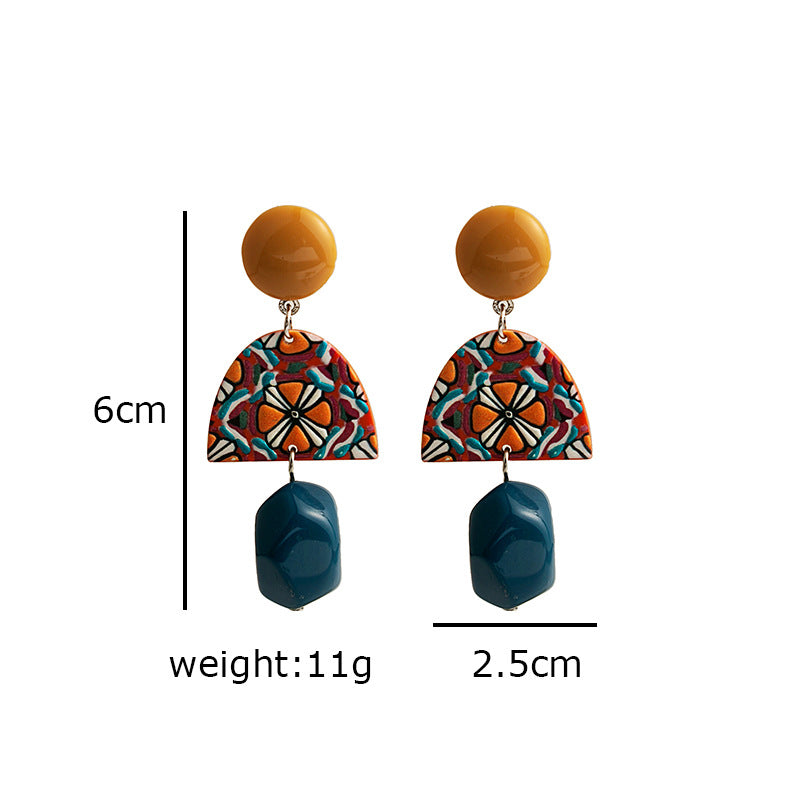 Adiffu Retro Irregular Geometric Long Earrings