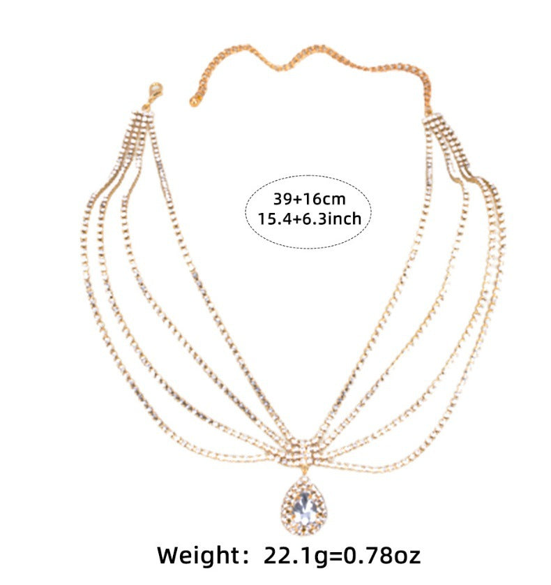 Adiffu Boho Chic Water Drop Sparkling Rhindiamonds Bridal Hair Chain