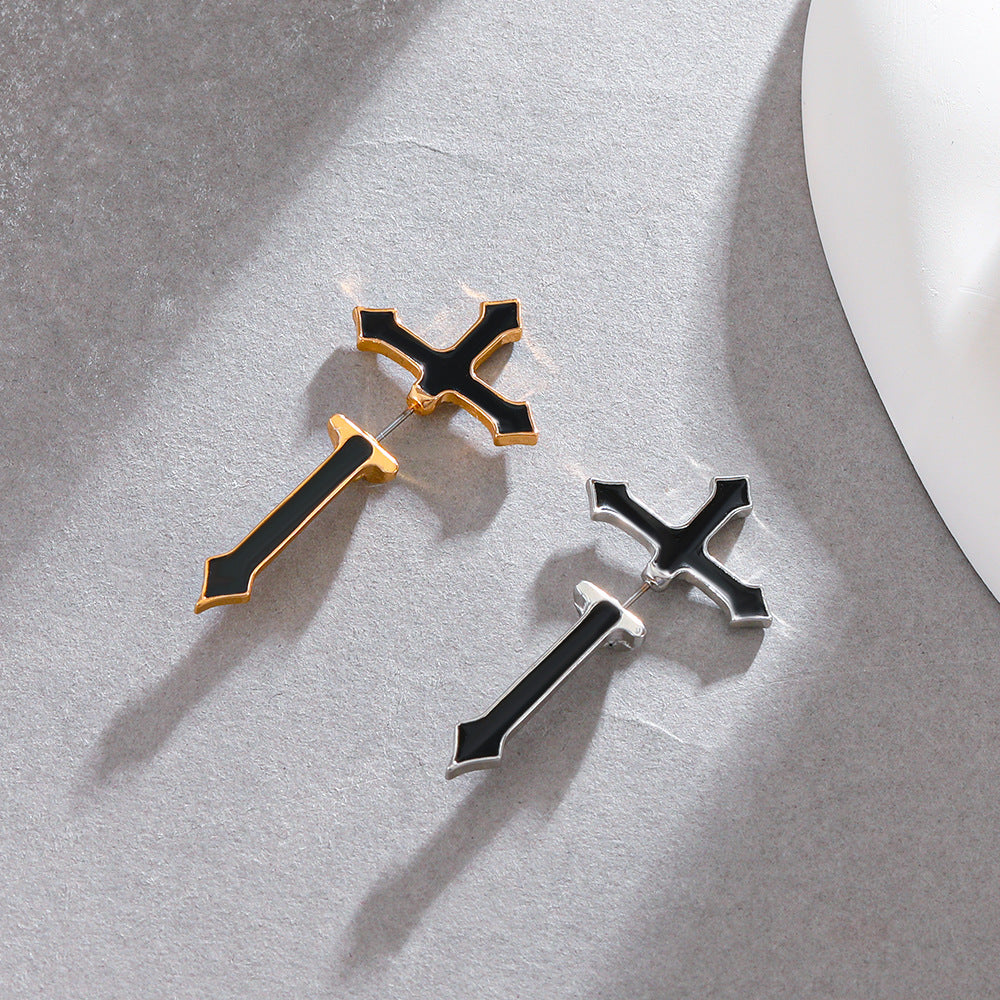 Adiffu Single Gothic Dark Cross Piercing Earring