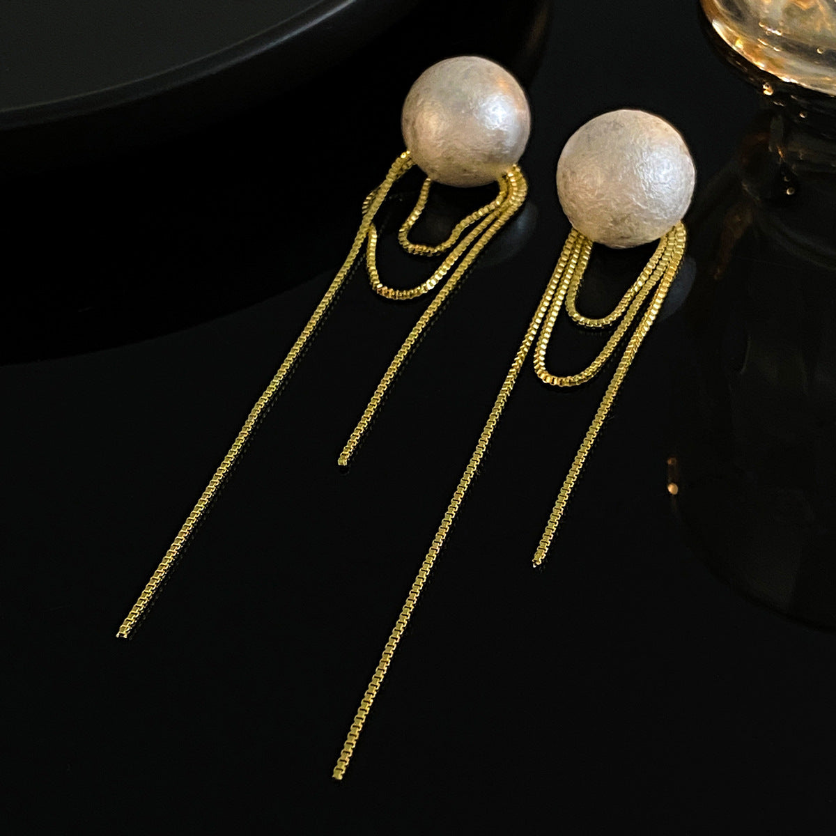 Adiffu French Light Luxury Design Tassel Earrings