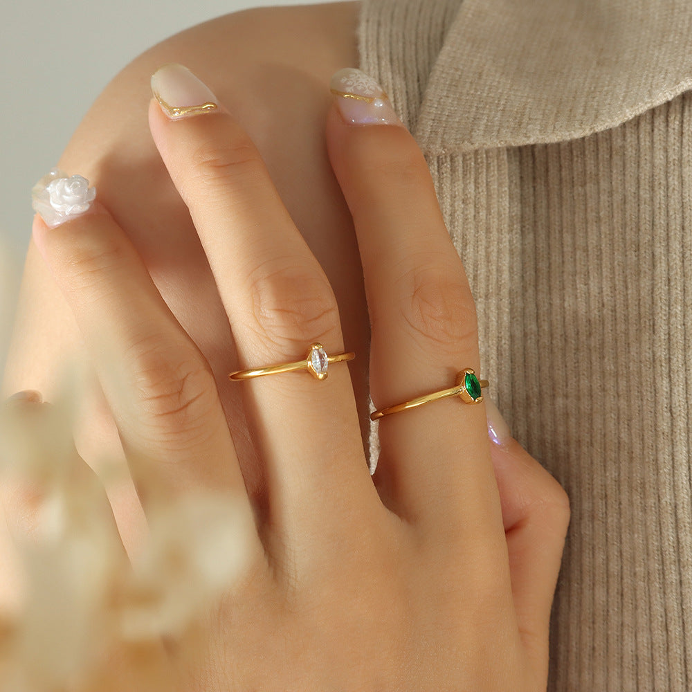 Adiffu Delicate Diamond Shaped Zircon Ring