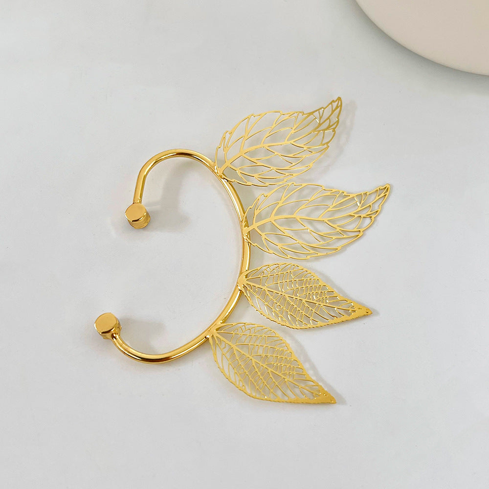 Single Vintage Hollow Leaf Ear Hanging