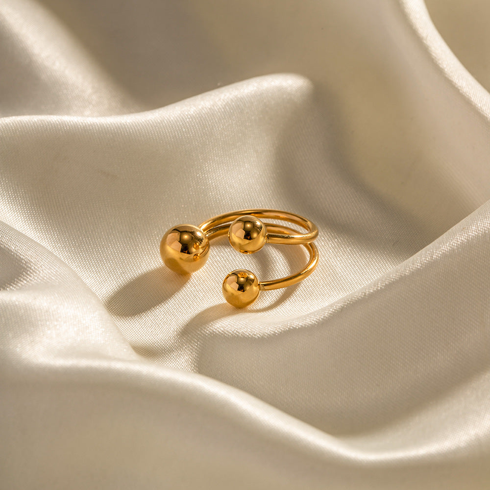 Adiffu Three-ball Gold Open Ring