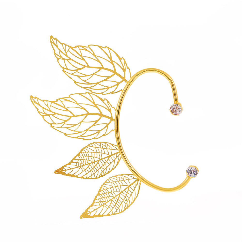 Single Vintage Hollow Leaf Ear Hanging