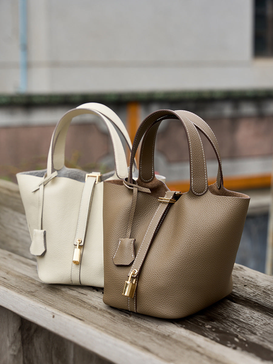 Adiffu Leather Bucket Bag Bridal Handbag