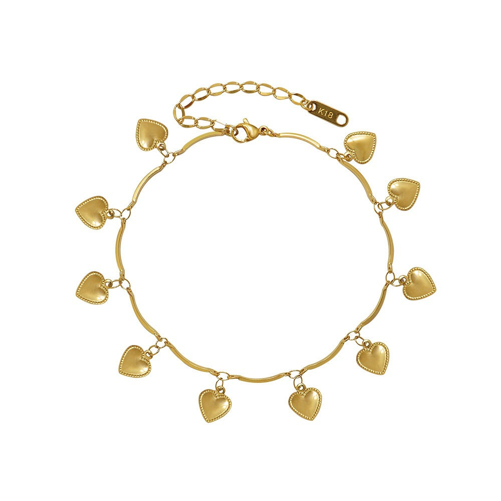 Adiffu French Style Heart Fringe Anklet
