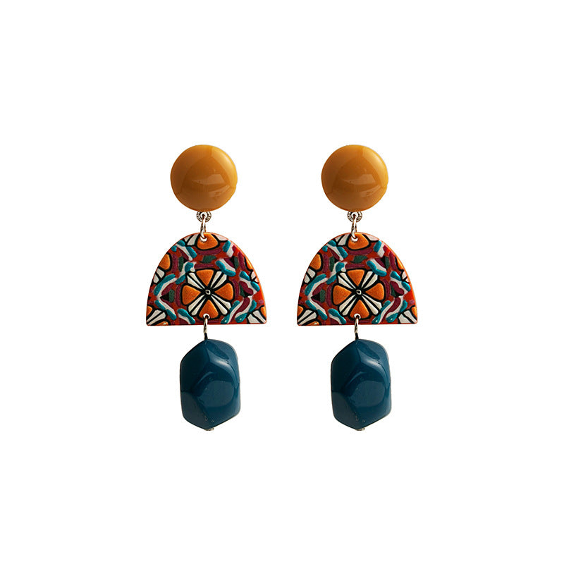 Adiffu Retro Irregular Geometric Long Earrings