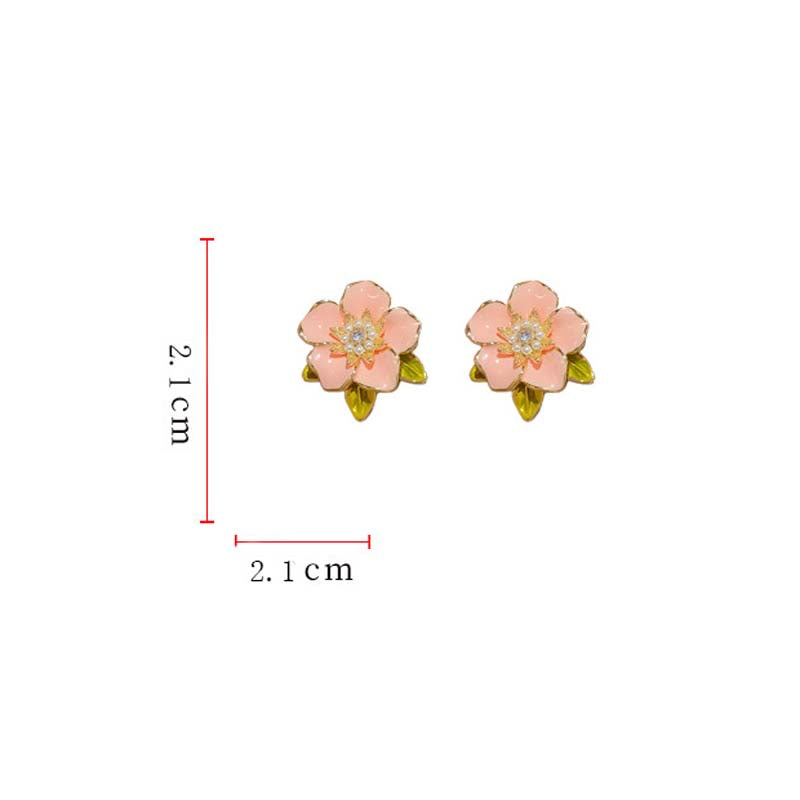 Fresh Sweet Pink Dripping Pearl Flower Stud Earrings