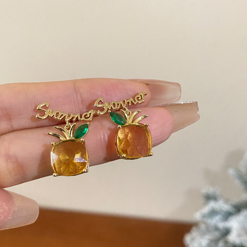 Adiffu Fresh Alphabet Pineapple Earrings