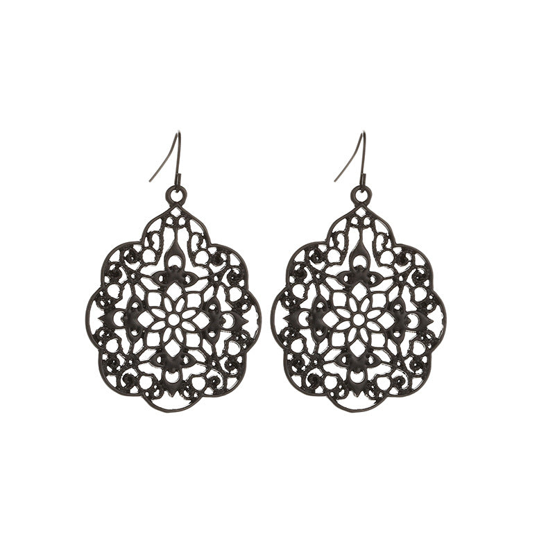 Adiffu Fashionable Palace Plaid Hollow Earrings