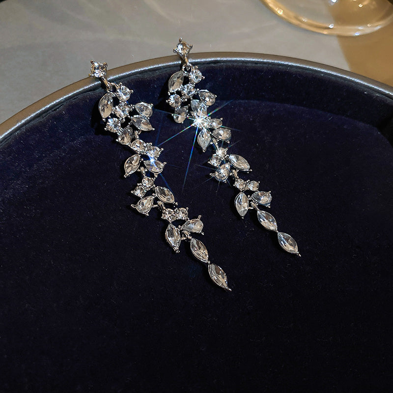 Long Silver Tassel Earrings