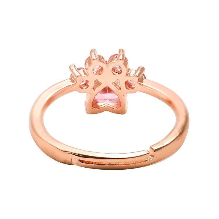 Adiffu Cute Cat Paw Cat Footprint Opening Adjustable Ring