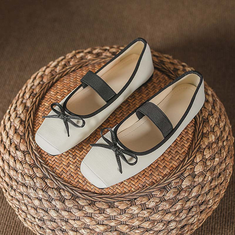 Adiffu French Flat Bow Ballet Shoes