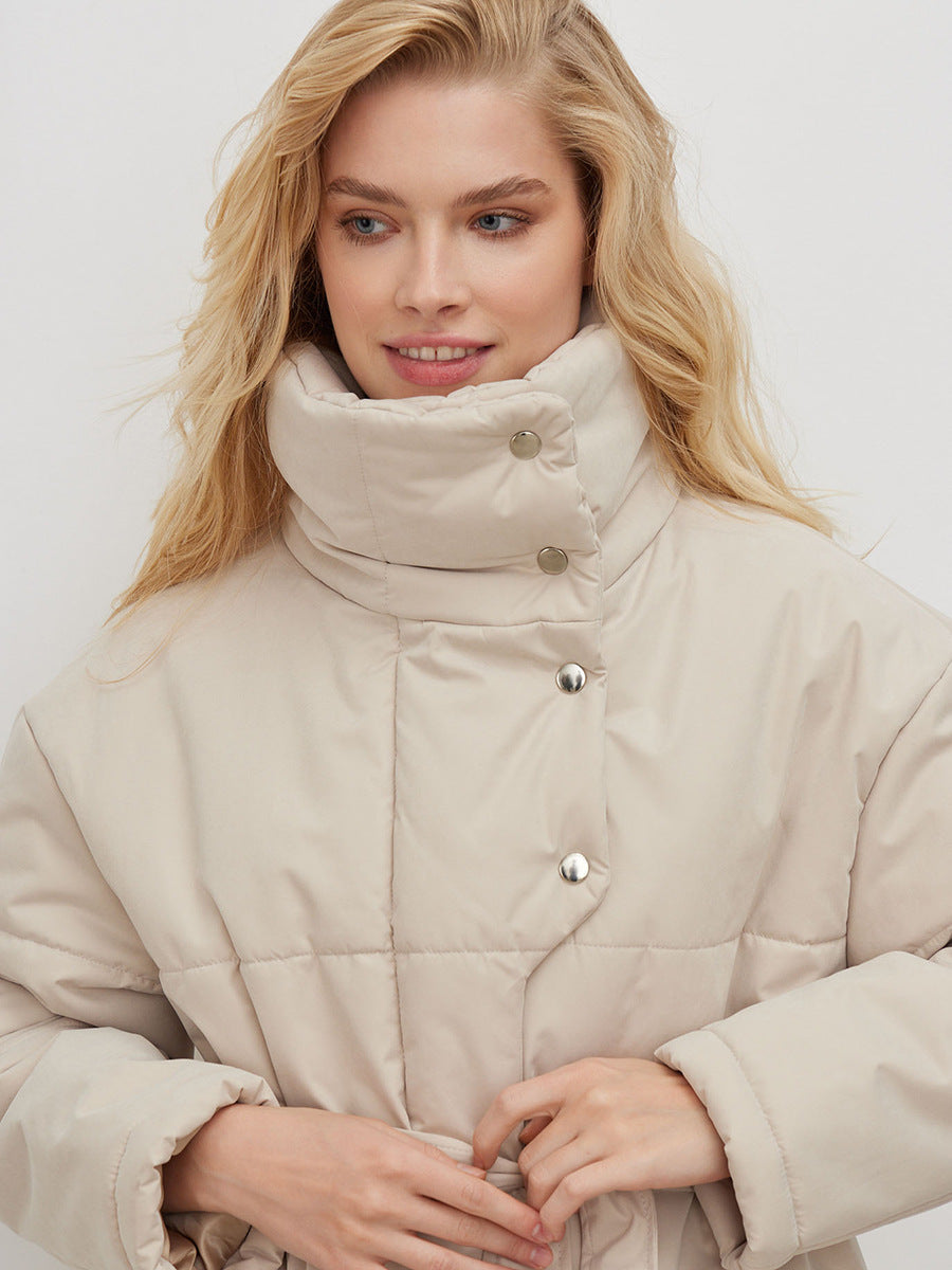 Adiffu Mid-length Stand-up Collar Padded Jacket