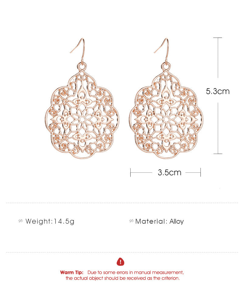 Adiffu Fashionable Palace Plaid Hollow Earrings