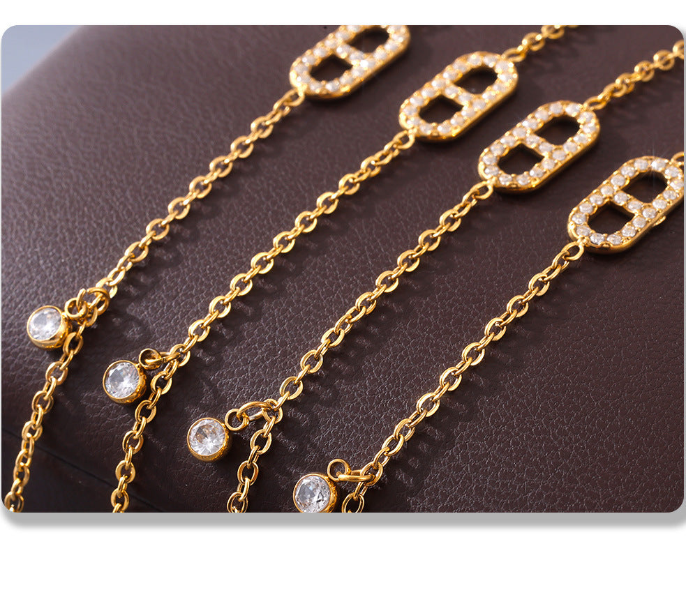 Adiffu Chic Zircon Gold Anklet