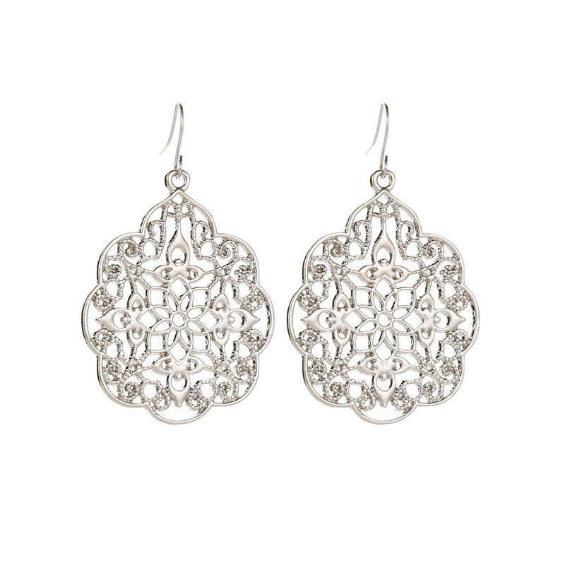 Adiffu Fashionable Palace Plaid Hollow Earrings