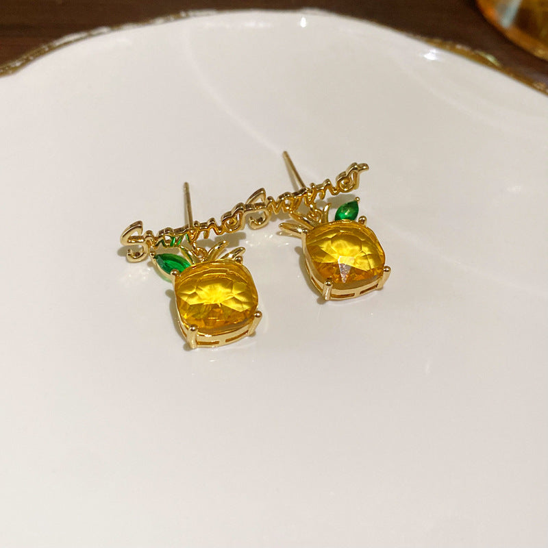Adiffu Fresh Alphabet Pineapple Earrings