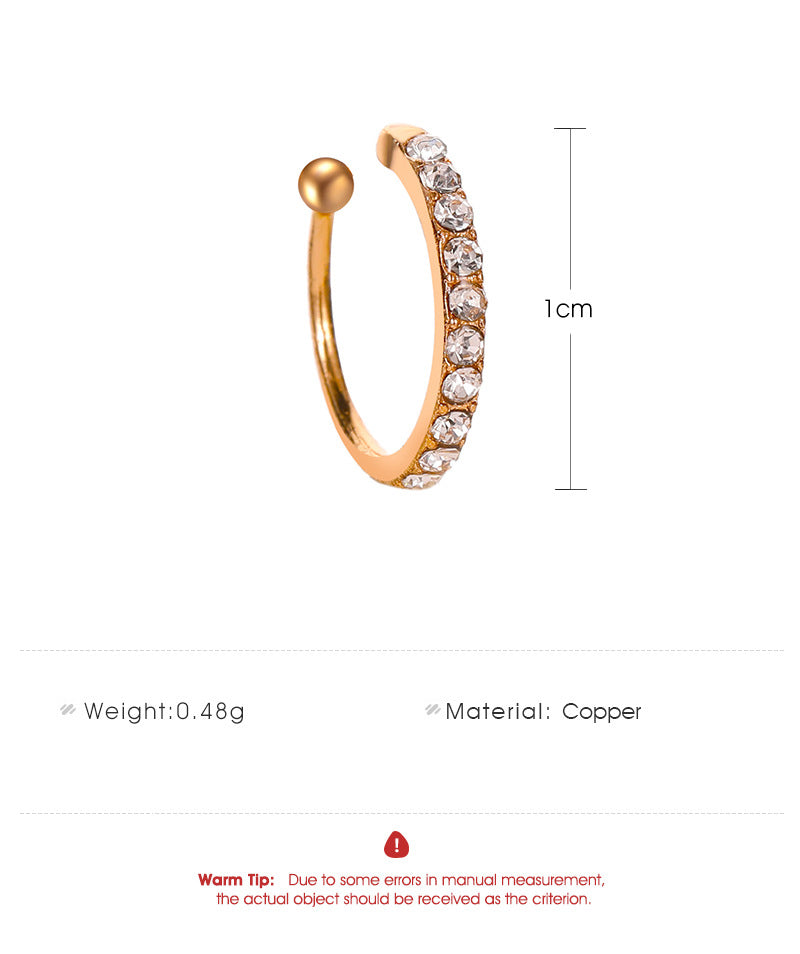 Adiffu Diamond Stud Earrings Single Earring Bone Clip Without Piercing