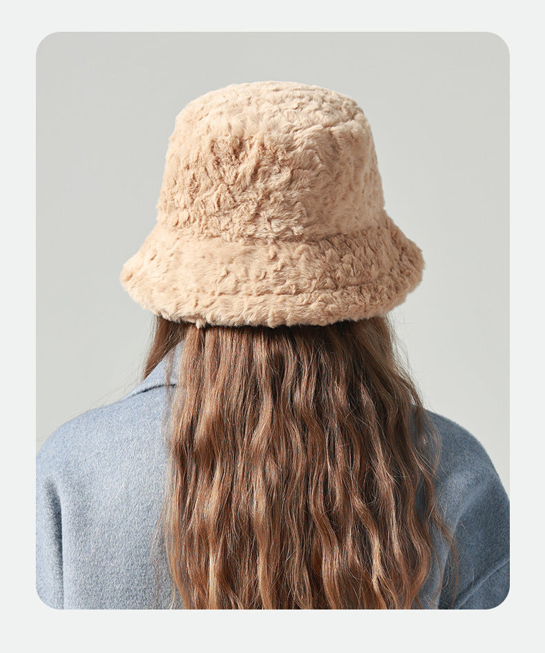 Adiffu Women's Warm Winter Bucket Hat Fluffy Hat