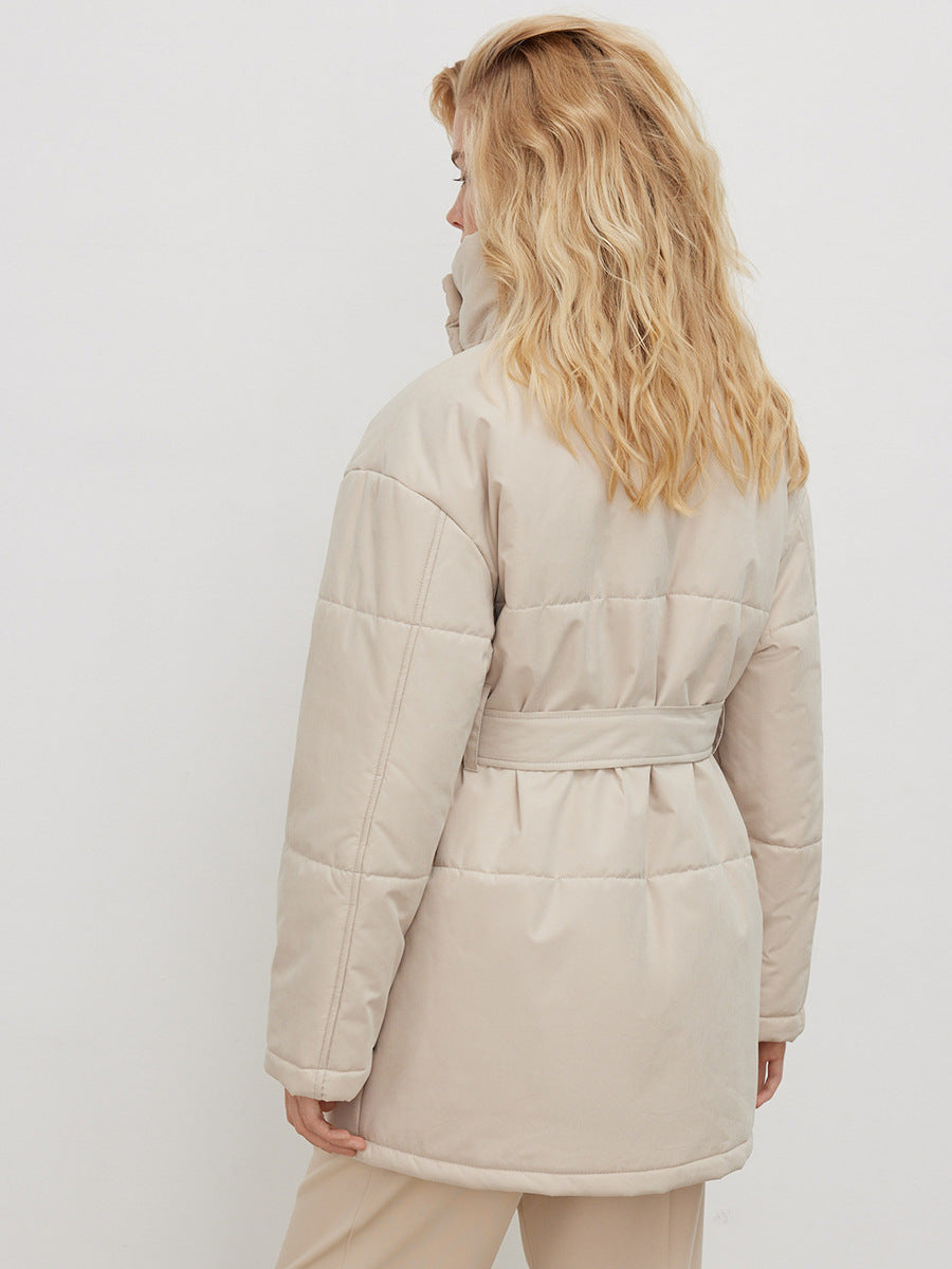 Adiffu Mid-length Stand-up Collar Padded Jacket