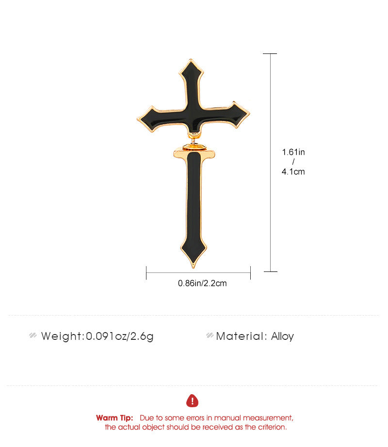 Adiffu Single Gothic Dark Cross Piercing Earring