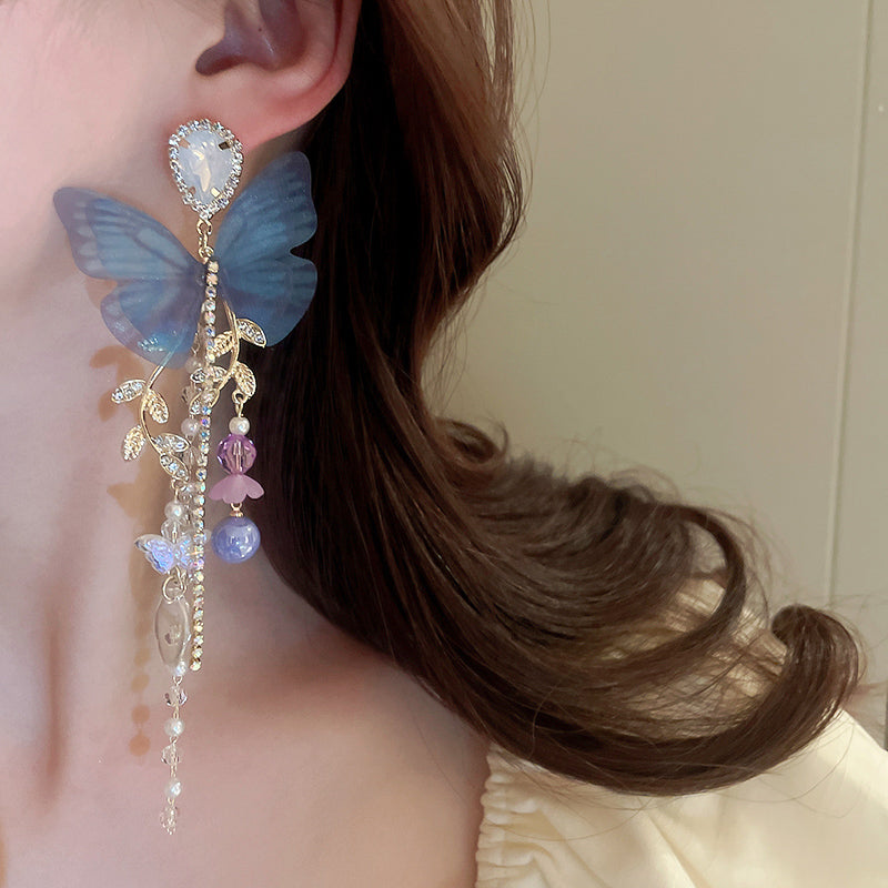 Nature-inspired Butterfly Tassel Earrings