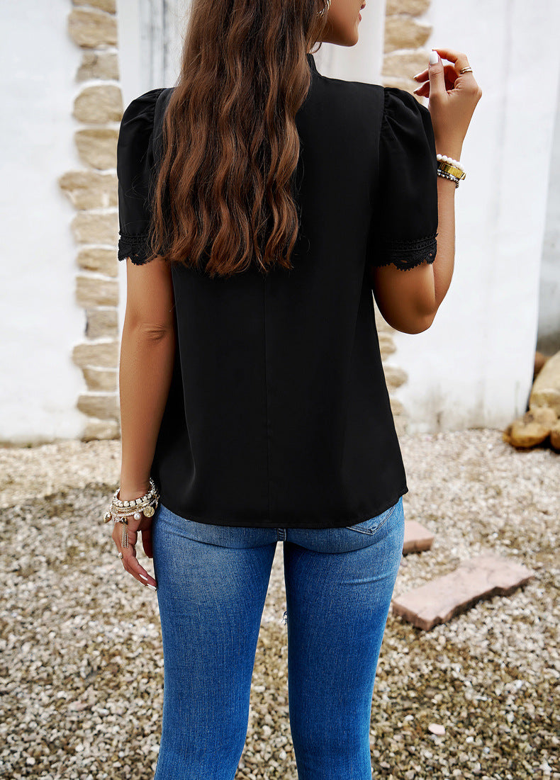 Adiffu Casual Solid Color Short-sleeved Top