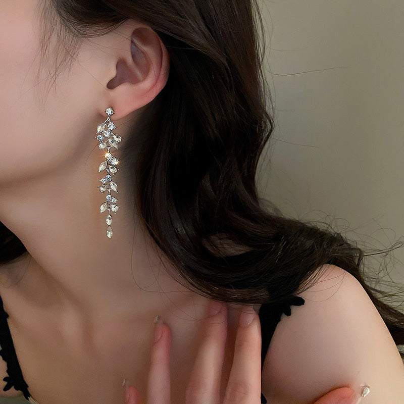 Long Silver Tassel Earrings