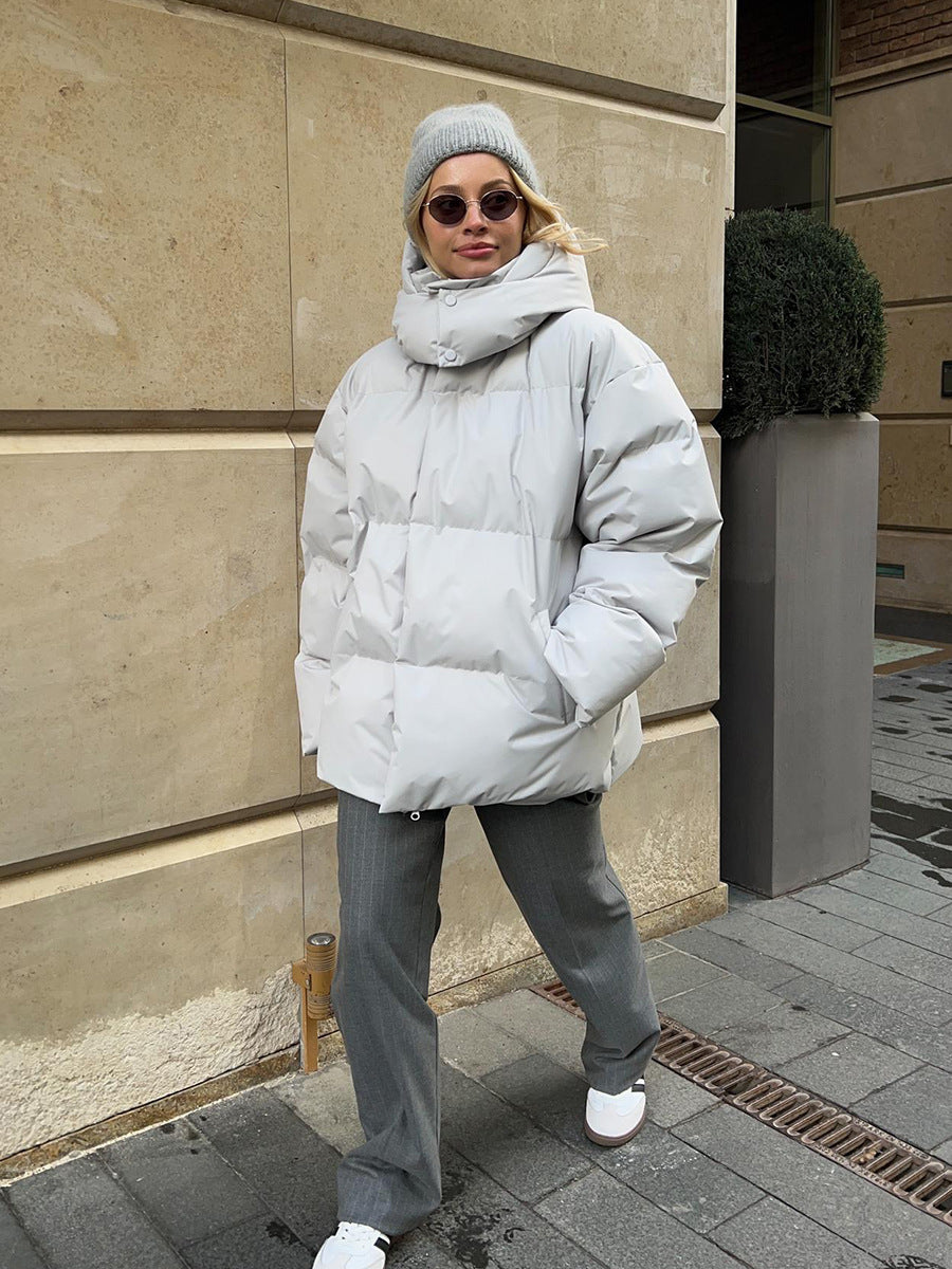 Adiffu Women's Solid Color Hooded Padded Quilted Coat
