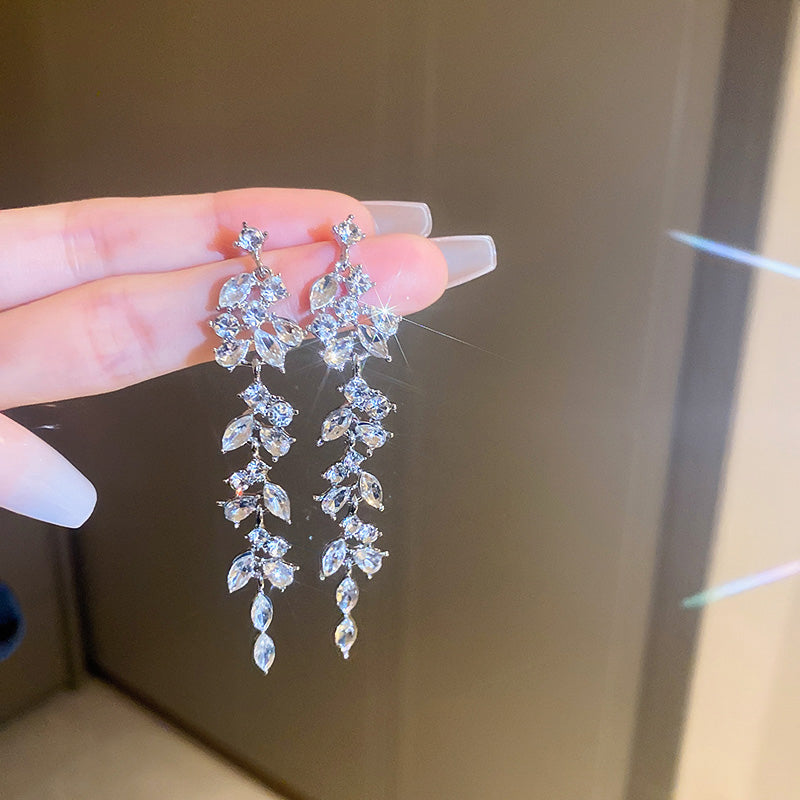Long Silver Tassel Earrings