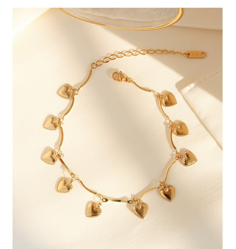 Adiffu French Style Heart Fringe Anklet