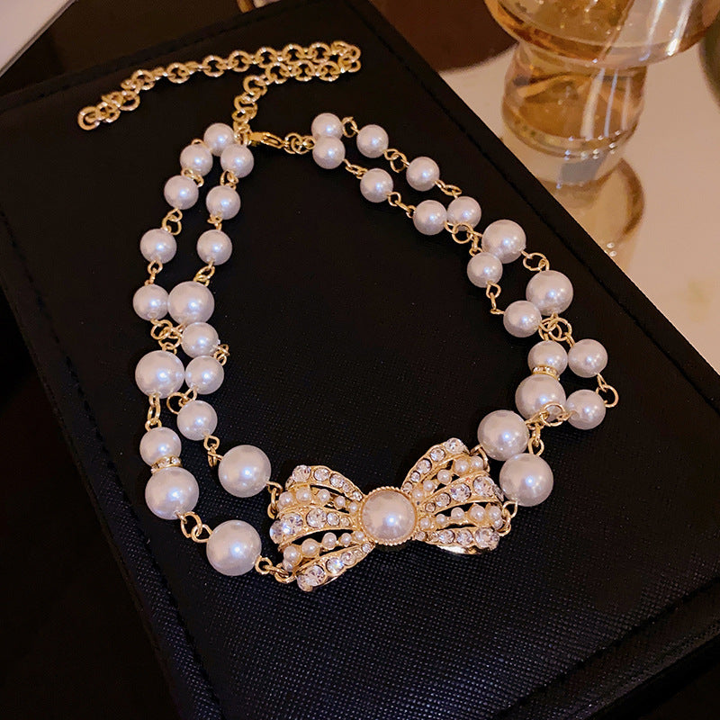 Adiffu Elegant And Stylish Bow Double Layer Necklace
